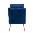 thumbnail image 5 of Upholstered Bench, Velvet Entryway Accent Bench with Padded Cushions and Armrest, Footrest Stool Gold Metal Legs for End of Bed Living Room, Navy, 17.72'' x 52.17'' x 25.98'', 5 of 7