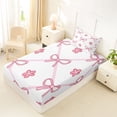 thumbnail image 4 of Erosebridal Kids Cartoon Flowers Bowknot Twin Sheet Sets 3pcs,Girls Teens Geometric Plaid Bedding,Lightweight Room Decor, 4 of 5