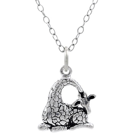 Brinley Co. Sterling Silver Giraffe Pendant, 14"