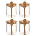 thumbnail image 1 of Frascos de vidrio con tapa de bambú y cucharas de bambú Frascos de vidrio para almacenar alimentos Botes de vidrio de borosilicato, 1 of 8