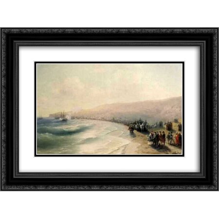 Ivan Aivazovsky 2x Matted 24x20 Black Ornate Framed Art Print 'Arrival Catherine the Second to Pheodosiya'