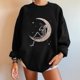 thumbnail image 4 of Sudadera extragrande de lana de manga larga con cuello redondo y estampado de calavera para mujer Pompotops  gfhjh16637, 4 of 5