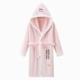 thumbnail image 2 of Gibobby Boys Girls Kids Soft Flannel Bathrobe,Thickened Warm Hooded Sleep Robe with Waist Tie,Plush Cozy Loungewear for Fall Winter for Boys Girls 2-12Y Toddler Pajamas,Pink,Size 2-4T, 2 of 4