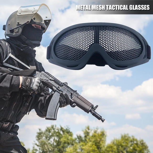 Gafas de caza de malla de alambre de acero para exteriores, protector de ojos, gafas seguras (negro) Tmvgtek Para Estrenar