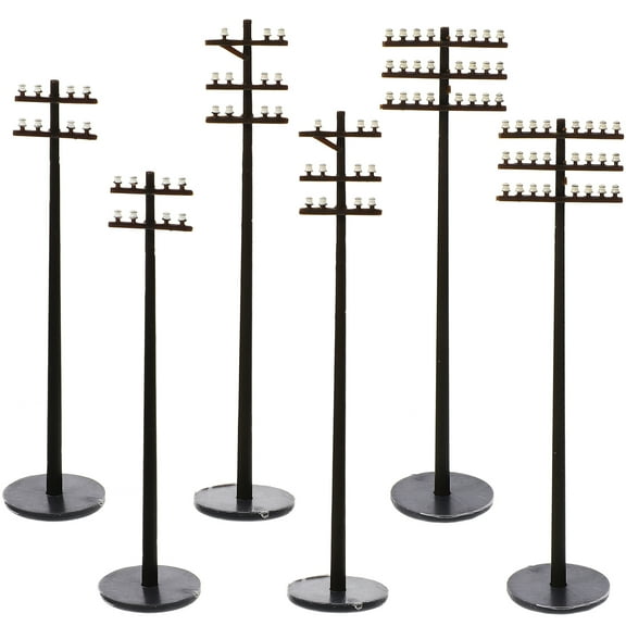 6pcs Mini Telephone Poles for Model Railway, Sand Table, Diorama, Train Set Accessories, Scenic Layout Details