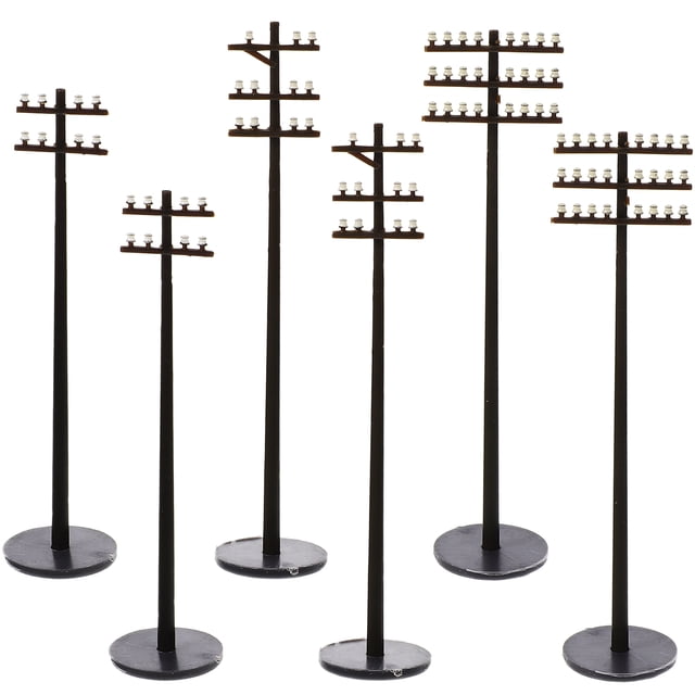 Mini postes de teléfono de ferrocarril, modelo de postes de teléfono, accesorios de escena de mesa de arena, 6 uds.