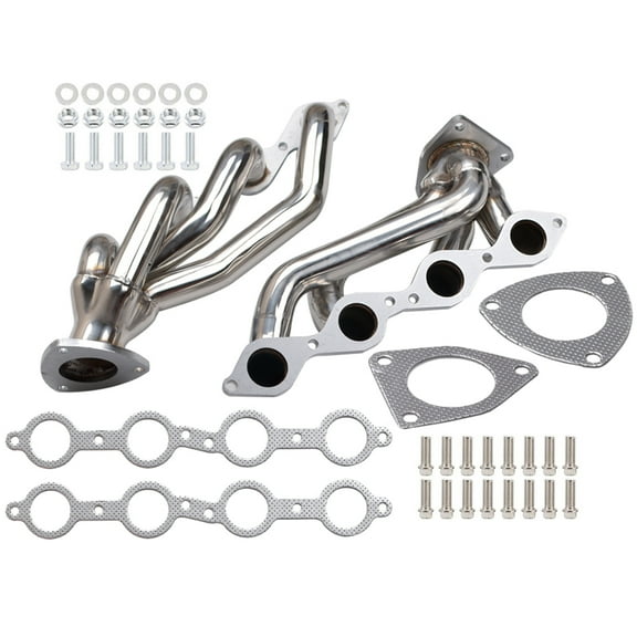Panlongic Stainless Steel Exhaust Header for For 4.8L 5.3L V8 Chevy GMC Avalanche Silverado Sierra Tahoe 2000-2006