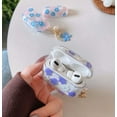 thumbnail image 2 of for AirPods 2nd 1st Gen Case,Clear Cute Glitter Flower Floral Design for AirPods Case with Keychain,Women Girl Soft Smooth TPU Protective Cover for Airpods 2/1-Purple White, 2 of 8