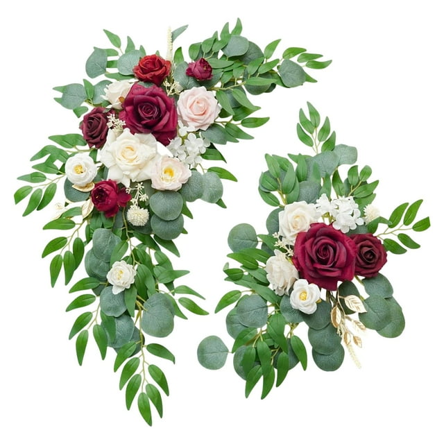 2 piezas de flores artificiales para arco de boda, decoración rústica para fondo rojo