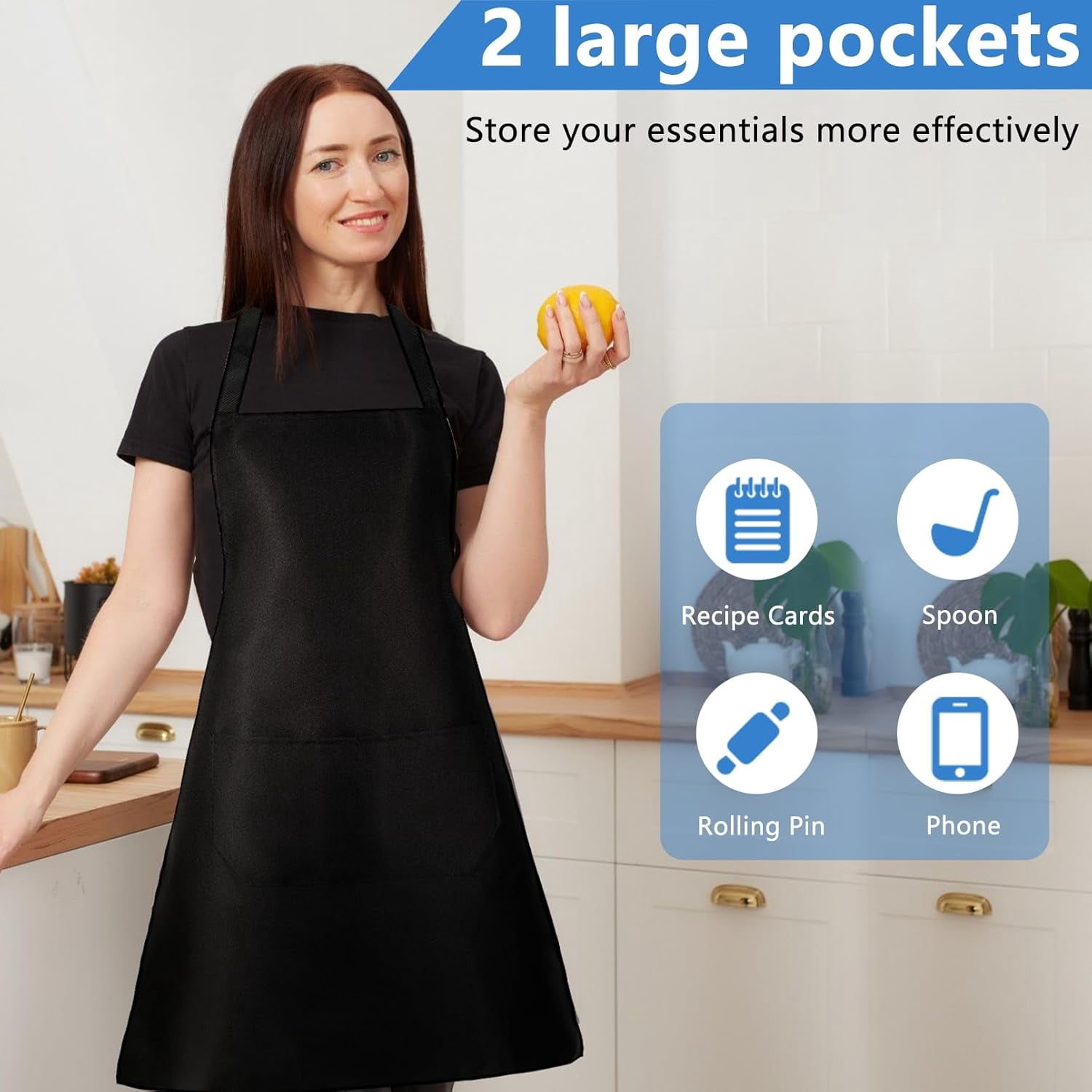 Bgtecho18 Pack Bib Apron,Aprons Bulk with 2 Pockets,Apron Bulk for Women Men,Unisex Commercial Apron for Kitchen BBQ Drawing Crafting(Black)