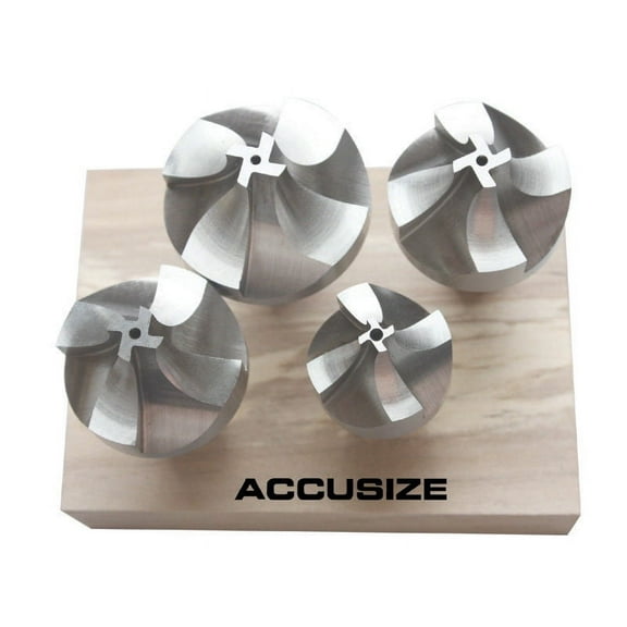 Accusize H.S.S. Corner Rounding End Mill Set 4 Pc Size from 1/2'' to 3/4'', 3/4'' Shank, 1011-0004