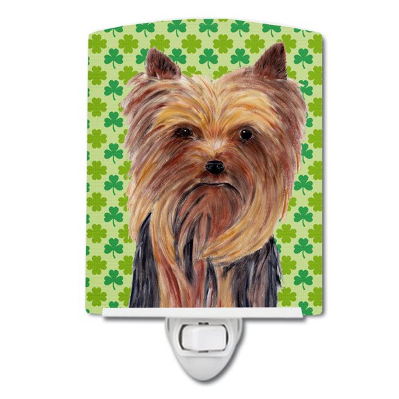 Yorkie St. Patrick's Day Portrait Ceramic Night Light