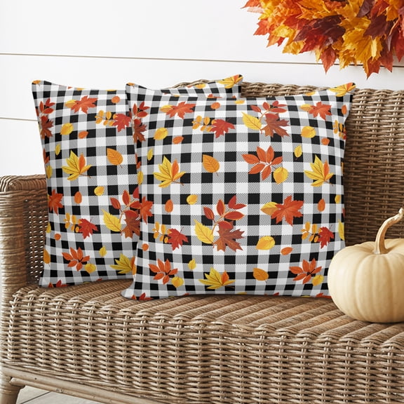 Maple Leaf Outdoor Waterproof Pillow Covers Set of 2, Fall Leaves Pillowcase Decorative Throw Cushion Cases for Patio Garden Couch 16 x 16 Inches