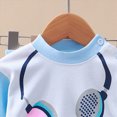 thumbnail image 4 of TOWED22 Fall Outfit Toddler Baby Boy 2 Piece Long Sleeve Cute Print Graphic Crewneck T-Shirt Thick Jogger Pants Round Neck Soft Clothes Set(Light Blue,2-3 Y), 4 of 7