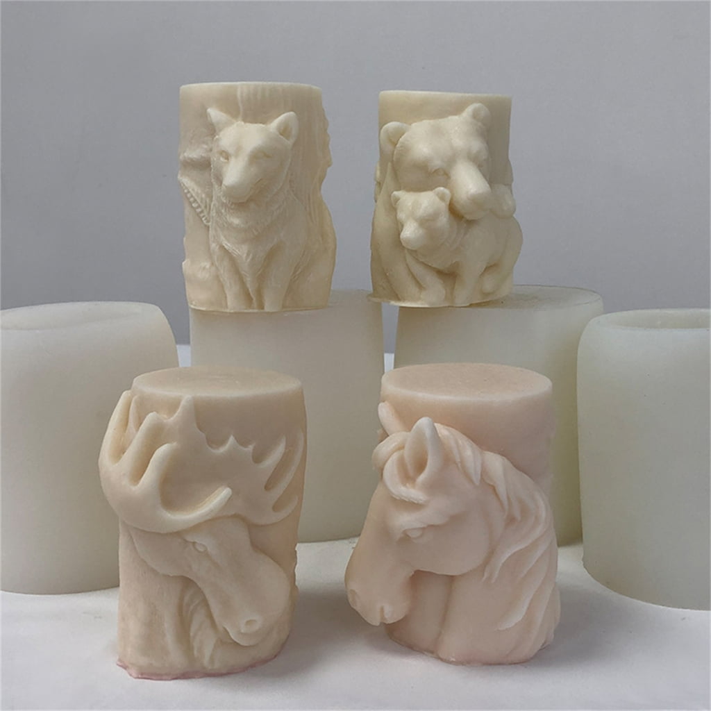 Animal Cylinder Silicone Mold DIY Crafts Project Reusable Soap Candle Plaster Chocolate Baking Tool Supplies Accessory