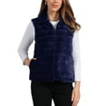 thumbnail image 1 of Chaleco de piel sintética elegante para mujer, chaqueta sin mangas con cremallera para uso casual, M azul oscuro, 1 of 6