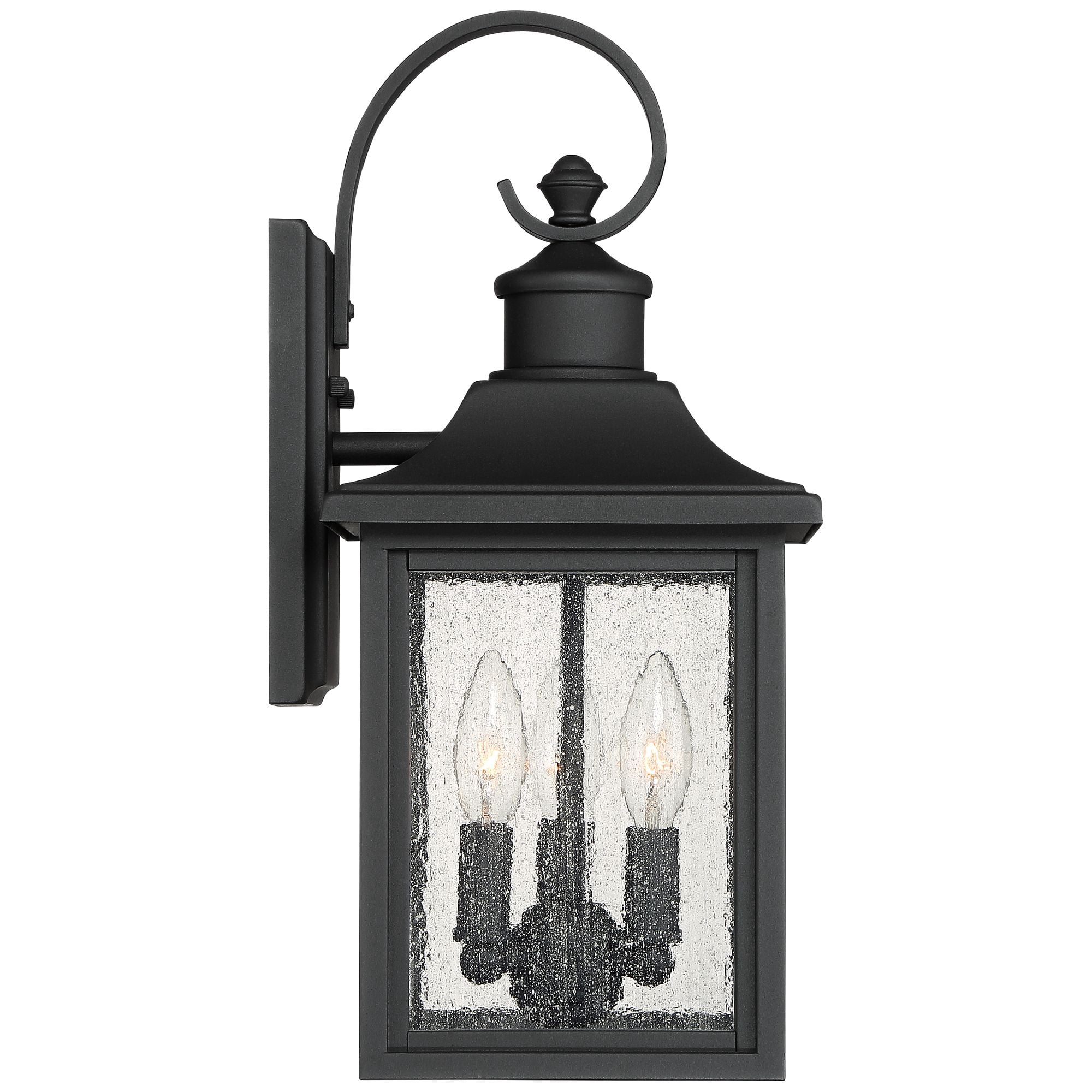 John Timberland Moray Bay Mission Outdoor Wall Light Fixture Black 17 3/4" Clear Seedy Glass for Post Exterior Barn Deck House Porch Yard Posts Patio