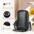 thumbnail image 5 of Small Crossbody Bags for Women Leather Shoulder Cell Phone Purse with Sunflower Holllow-out Design Black, 5 of 6
