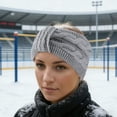 thumbnail image 2 of Unique Bargains 1 Pc Women's Warm Headband Winter Ear Warmer Cable Knit Head Wraps Light Gray, 2 of 6