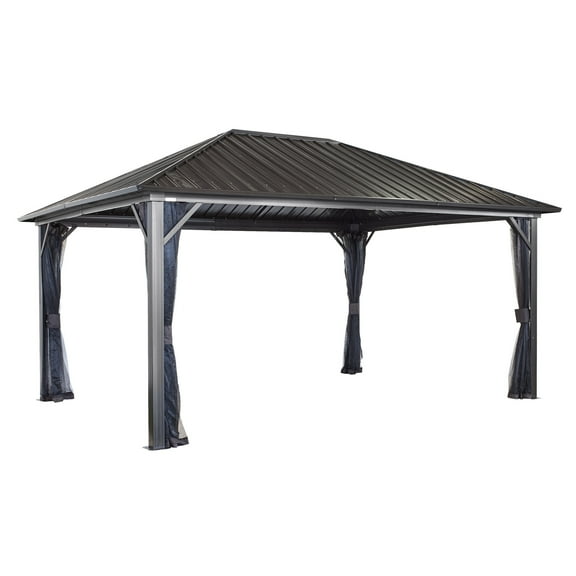 Sojag 12' X 16' Genova Hardtop Gazebo 4-Season Outdoor Shelter With Mosquito Net