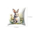 thumbnail image 4 of 3 Packs Easter Bunny Linen Pillow Cover Soft Decorative Throw Pillowcase for Couch Sofa Living Room Home Decor Spring Floral Farmhouse Style 45x45cm, 4 of 7