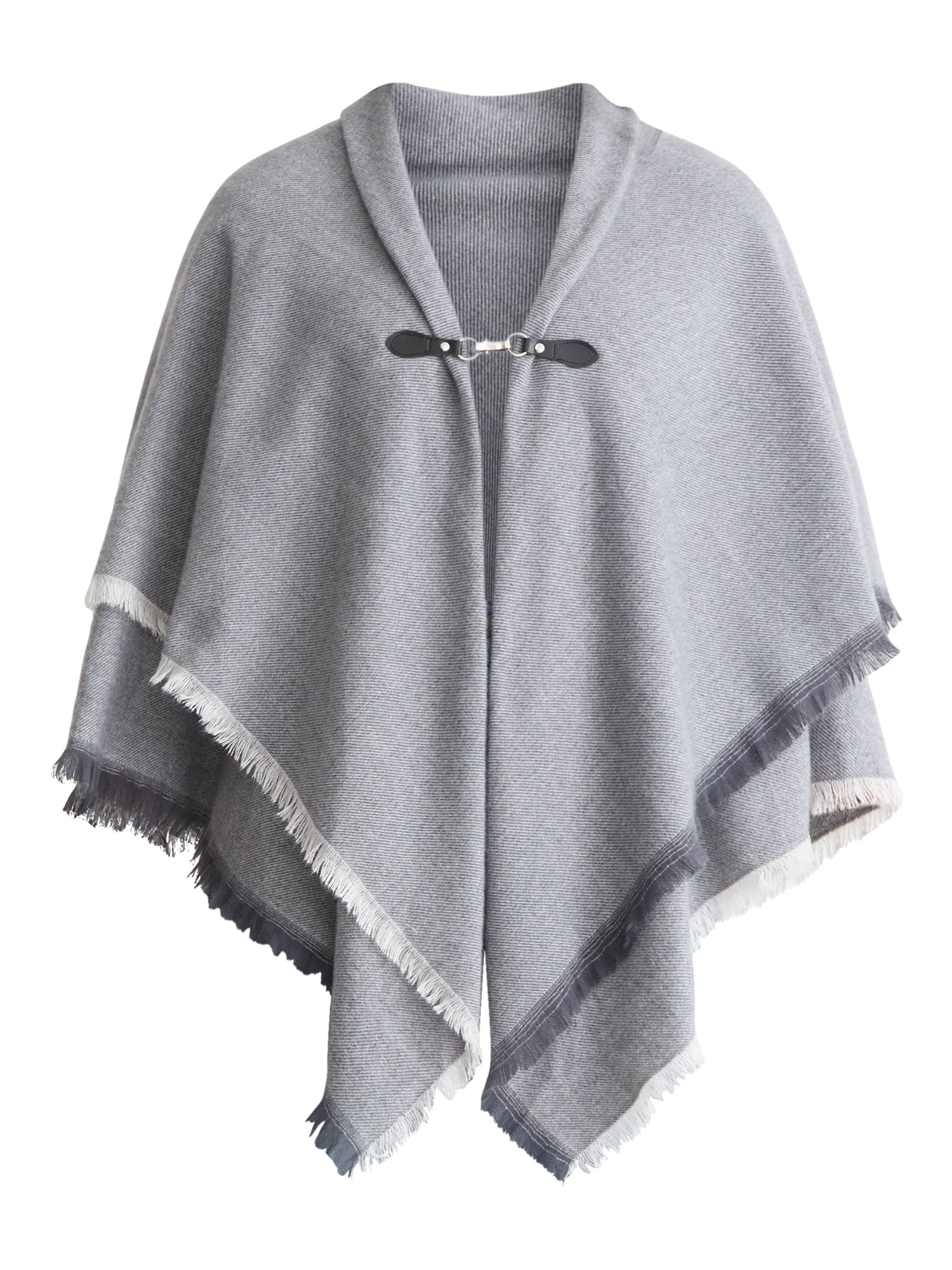 Time and Tru Women's Solid Toggle Poncho, Medium Heather Grey, Sizes S/M-L/XL