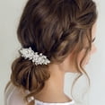 thumbnail image 2 of Rhinestone Hair Clips Flower Hair Barrettes French Hairpins Faux Pearl Hair Clip for Women s Silver Tone, 2 of 7