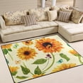 thumbnail image 2 of Coolnut Beautiful Sunflower Butterfly Lightweight Carpet Mats, 5'3" x 4' Area Soft Rugs, Floor Mat Rug Home Decoration for Kids Room Living Room, 63"x 48", 2 of 6