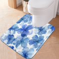 thumbnail image 3 of U-Shaped Toilet Mat Plush Bathroom Rug Mat Non Slip Bathroom Mats Watercolor Blue Flowers, 3 of 5