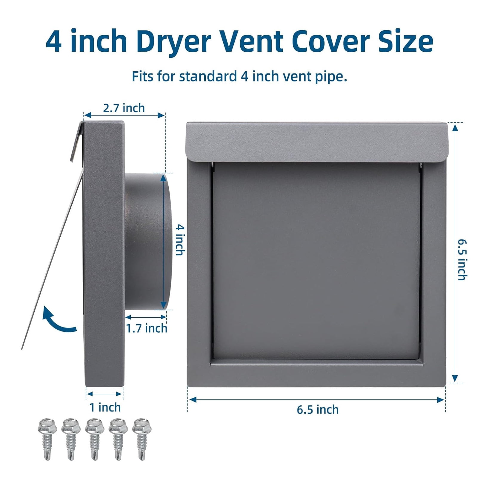 4 Inch Dryer Vent Guard | Dryer Vent Cover Outside | Exhaust Exterior Vent Cover | Bathroom and Dryer Vent Cover | Dryer Vent Cover for Dryer Vent Pipe - (4" - Black)