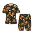 thumbnail image 1 of Fotbe Halloween Skull Pijama Estampada de 2 Piezas para Niños – Ropa de Dormir de Manga Corta Cómoda para Niños y Niñas, Camiseta y Shorts de Algodón-Small, 1 of 6