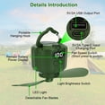 thumbnail image 4 of Moclever 3 in 1 Portable Camping Ceiling Fan with Light, 5200mAh Power Bank Hanging Tent LED Fan with 3 Fan Speed 3 Light Brightness Smart Timer Display Remote Control, Green, 4 of 14