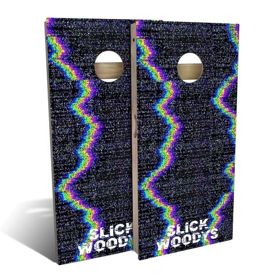 Skip's Garage | Retro Glitch Cornhole Board Set | Includes Boards & Bags | Choose Your Size & Accessories