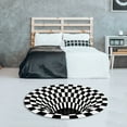 thumbnail image 3 of Round Black White Grid Carpet 3D Vortex Room Bedroom Anti Slip Floor Mats Home Carpet Rugs, 3 of 7