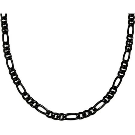 Men's Black Steel Small Figaro Link Chain, 24