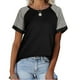 thumbnail image 2 of Camiseta de mujer con cuello redondo, manga corta, blusa suelta de colores sólidos para verano, rojo vino. Kuyhfg Bienvenido a Kuyhfg, 2 of 5