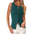 thumbnail image 1 of Remera PRETTYGARDEN sin mangas acanalada con botones color malaquita talla L, 1 of 9