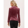 thumbnail image 4 of Chaqueta de terciopelo de oficina frontal con botón de solapa con muesca vintage para mujer Rosa Sucio M, 4 of 6