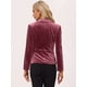 thumbnail image 4 of Chaqueta de terciopelo de oficina frontal con botón de solapa con muesca vintage para mujer Rosa Sucio M, 4 of 6