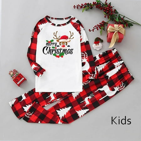 

DAETIROS Skin Friendly Two-piece Beach Pajamas Christmas Home Cute Parent-child clothing Red