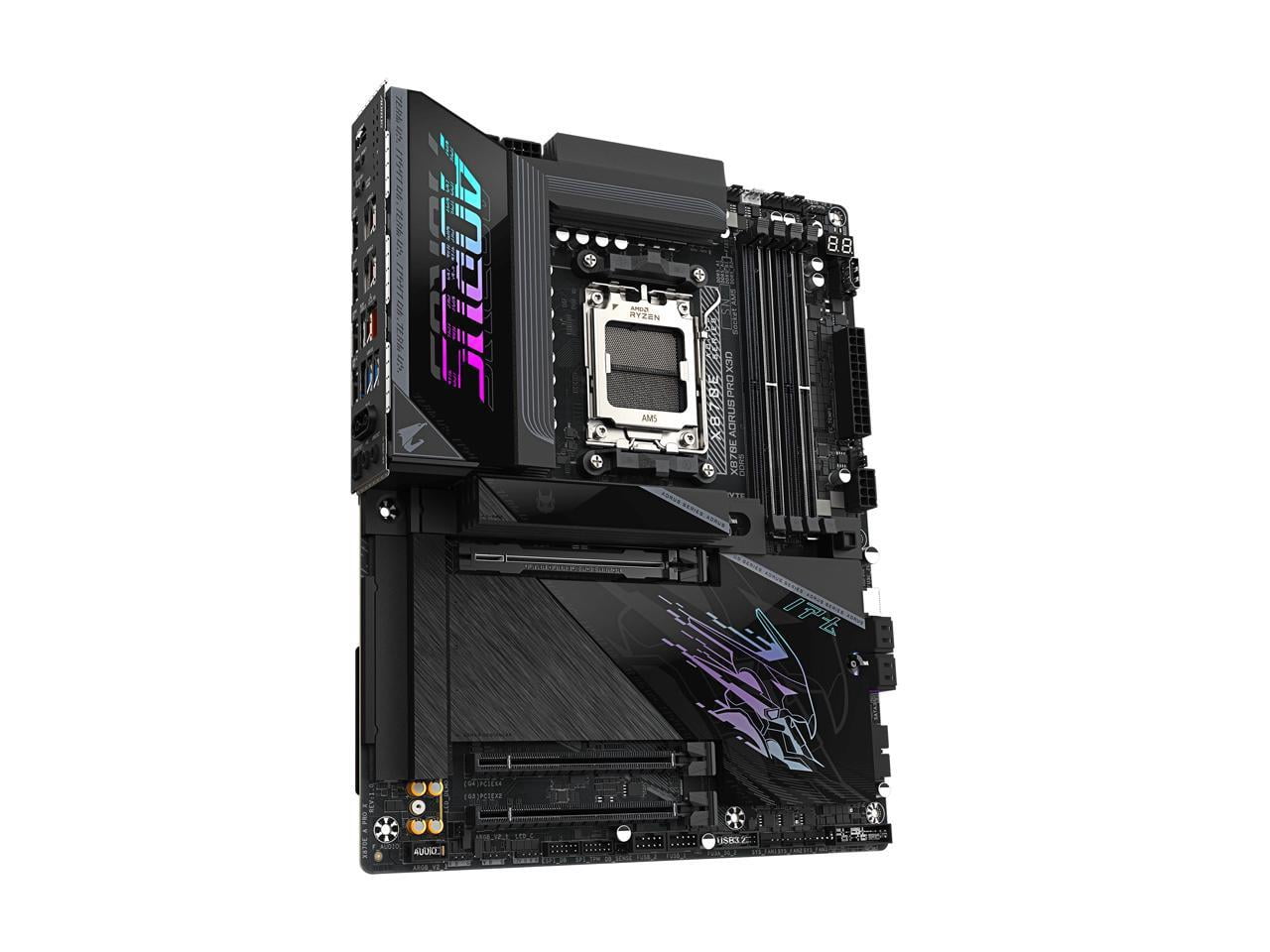 GIGABYTE X870E AORUS PRO X3D AMD AM5 LGA 1718 ATX Motherboard, Supports AMD Ryzen 9000/8000/7000 Series Processors, DDR5, 18+2+2 Total Power Phase, 4x M.2, PCIe 5.0, USB4 Type-C, WIFI7, 5GbE, PCIe EZ