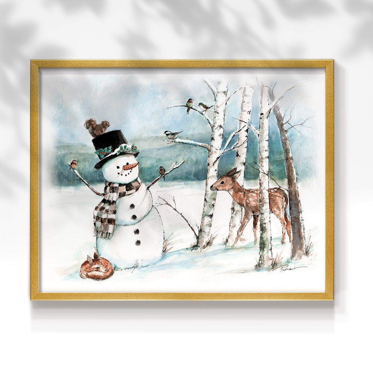 Snow Friends by Ruane Manning - Restickable Framed Giclée Print