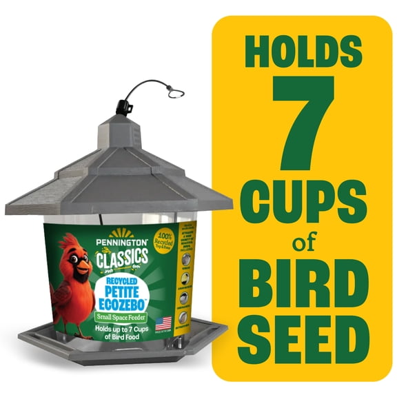 Pennington Earth Smart, Gray Plastic, Hopper Wild Bird Feeder, 2.5 lb. Capacity