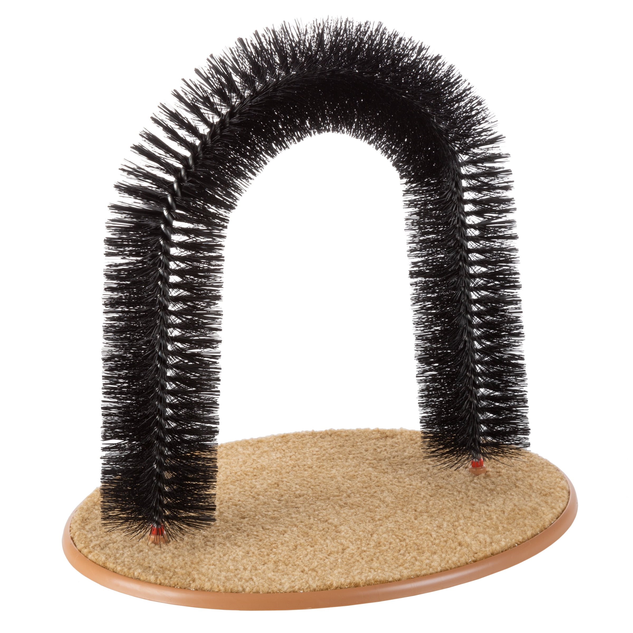 PETMAKER Cat Self-Groomer - Bristle Ring Brush Cat Arch with Carpeted Base