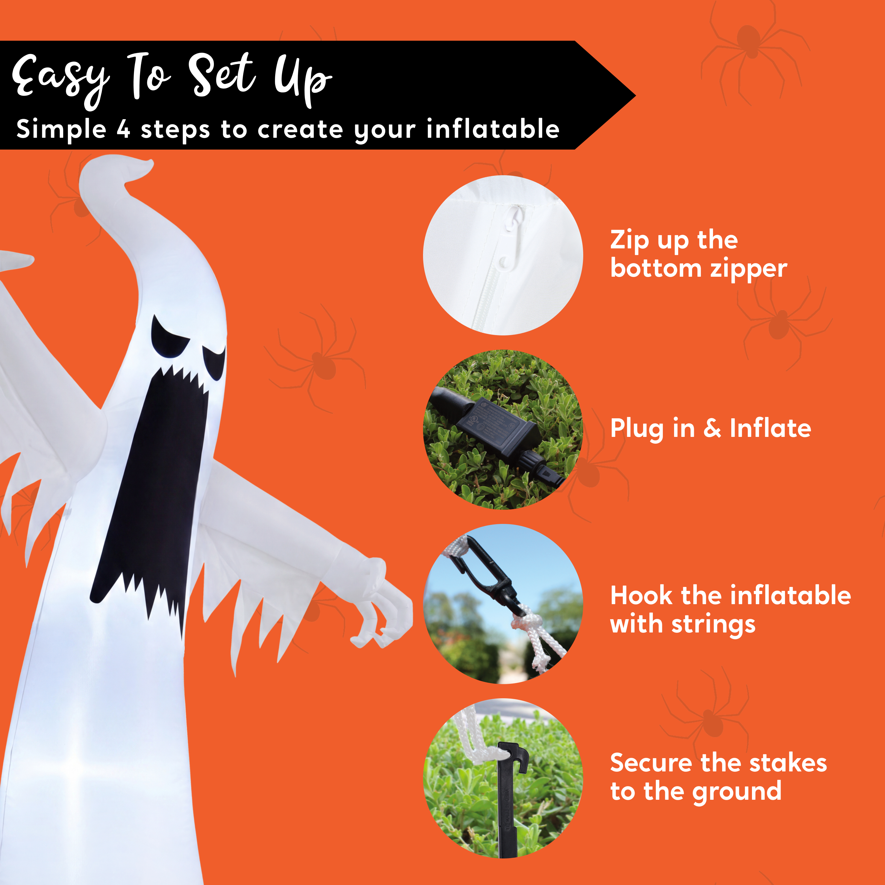 Joyfy 12ft Giant Halloween Inflatable Ghost with LEDs photo 5