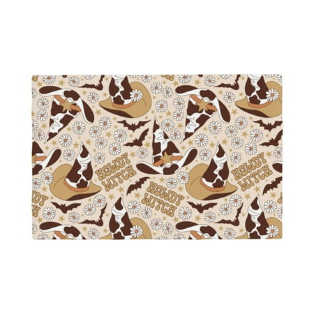 

Placemats Set of 6 halloween cow hat daisy Place mats for Dining Table Indoor/Outdoor Cute Heat Resistant Washable Table Mats(18 x 12 )