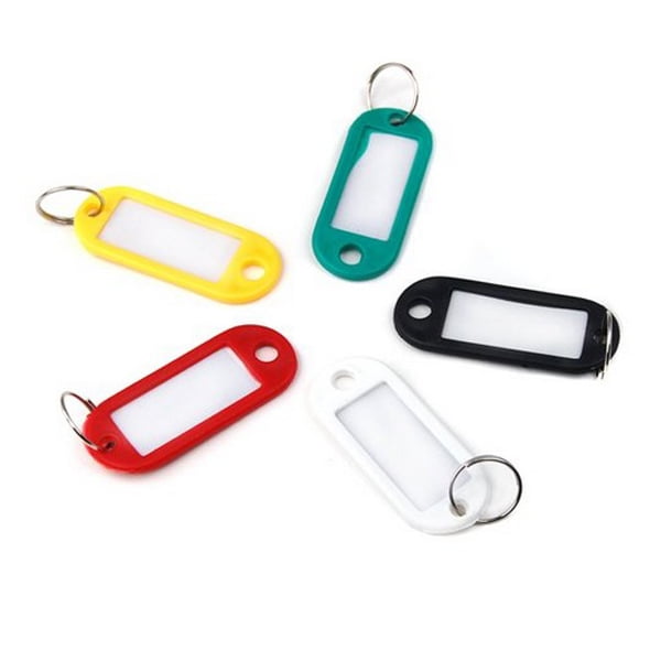 Hemoton 30pcs Multi-color Plastic Key Fobs Luggage ID Tags Labels with Key  Rings (Random Color)