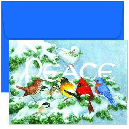 Masterpiece Studios Silver Paper - Masterpiece Studios Holiday Collection 18 Cards / 18 Envelopes, Birds on Branch