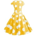 thumbnail image 3 of WTXUE Dresses for Women 2024, Dot Women Retro Sleeve Short Retro Swing Prom Evening Print Dress Party Women's Dress, Yellow Dress Women, 2# Yellow M, 3 of 4