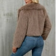 thumbnail image 6 of Nfurl Womens Fluffy Faux Fur Short Jackets Soft Long Sleeve Open Front Lapel Cropped Coats Causal Fall Winter Ladies Outerwear Khaki M, 6 of 8